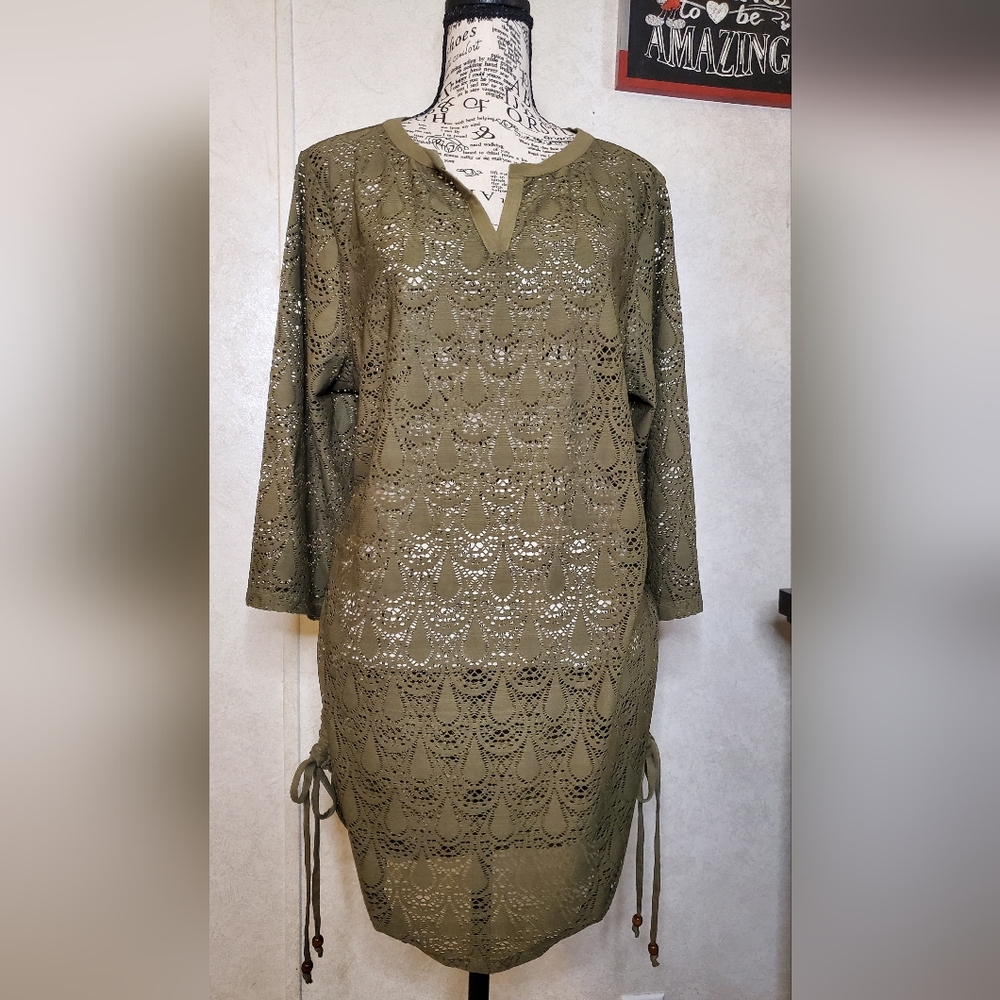 NWOT D&Co. Beach Olive Lace Swim Cover Up Size:M